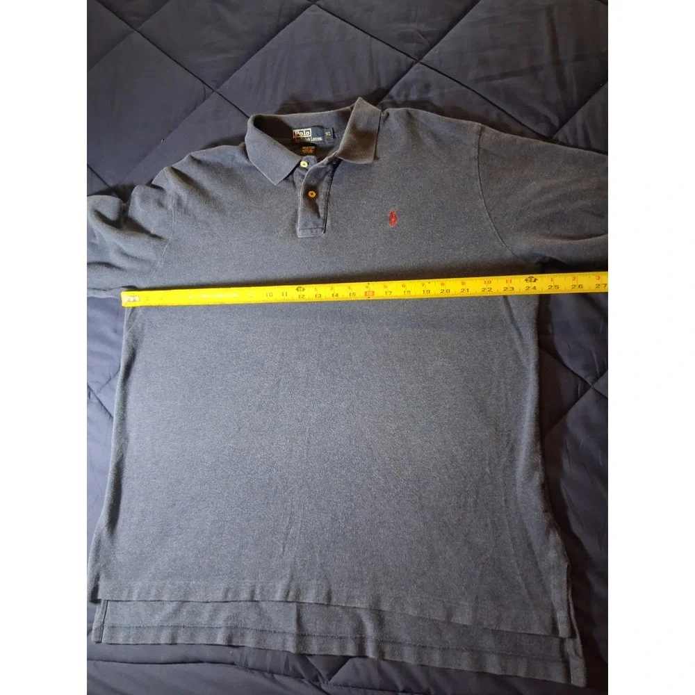 Polo Ralph Lauren Mens XL Long Sleeve Polo Shirt Navy Blue Red Pony Pique Cotton